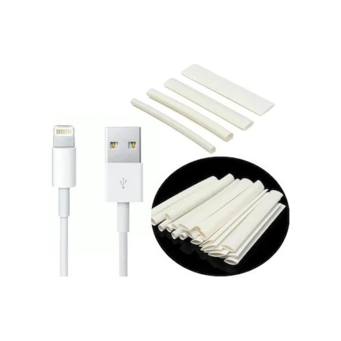 Woer Daralan Makaron Iphone Şarj Kablo Ucu Koruyucu 6.4 mm 10 Adet 5 cm Beyaz