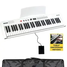 Midex PS4000WH Tuş Hassasiyetli 61 Tuşlu Org Bluetooth USB Midi METOD (Sustain Pedalı Çanta)