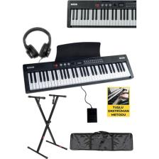 Midex PS4000BK-SET Tuş Hassasiyetli 61 Tuşlu Org Bluetooth USB Midi (Sustain Pedalı Çanta Kulaklık Stand METOD)