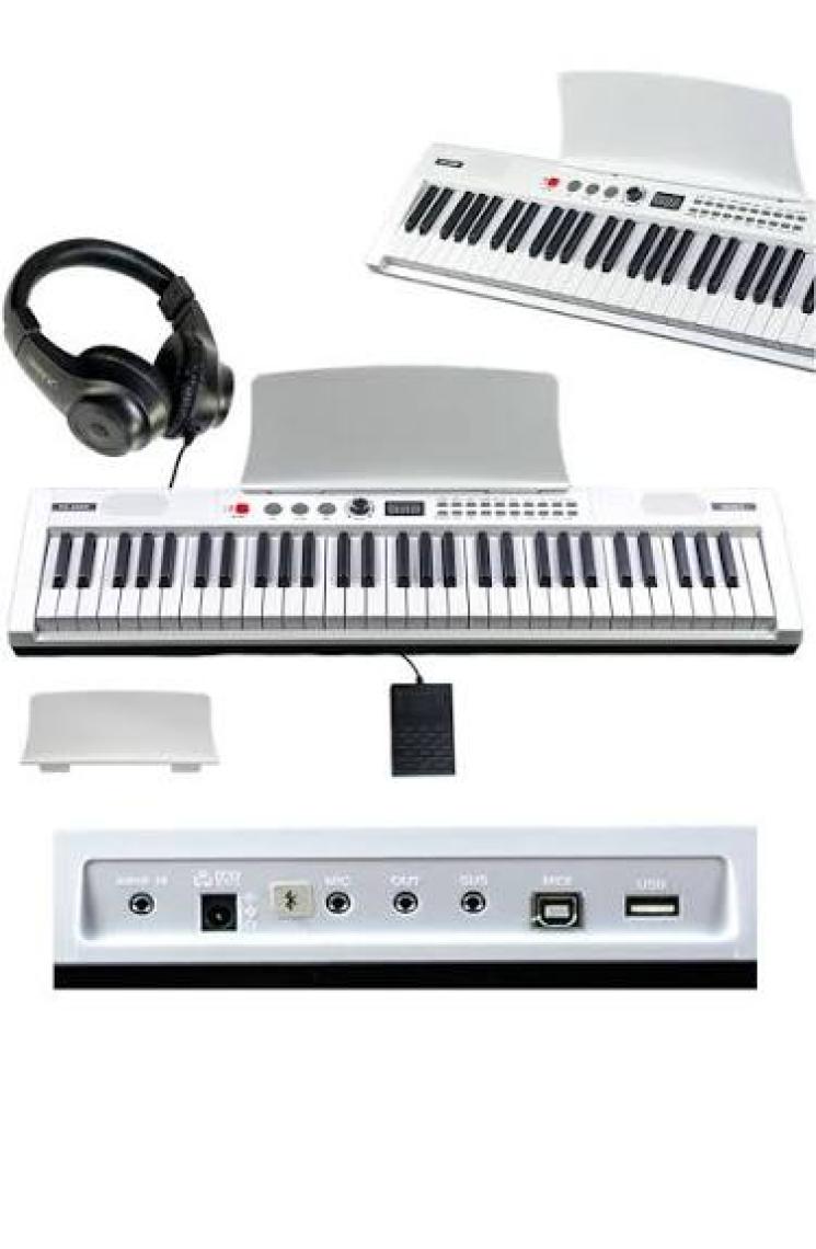 Midex PS4000WH-SET Tuş Hassasiyetli 61 Tuşlu Org Bluetooth USB Midi (Sustain Pedalı Çanta Kulaklık Stand METOD)