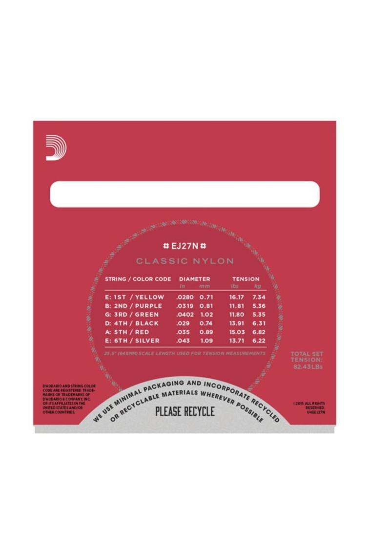 D'Addario Klasik Gitar Tel Seti D'Addario (4/4), Sılverplated Wound, C