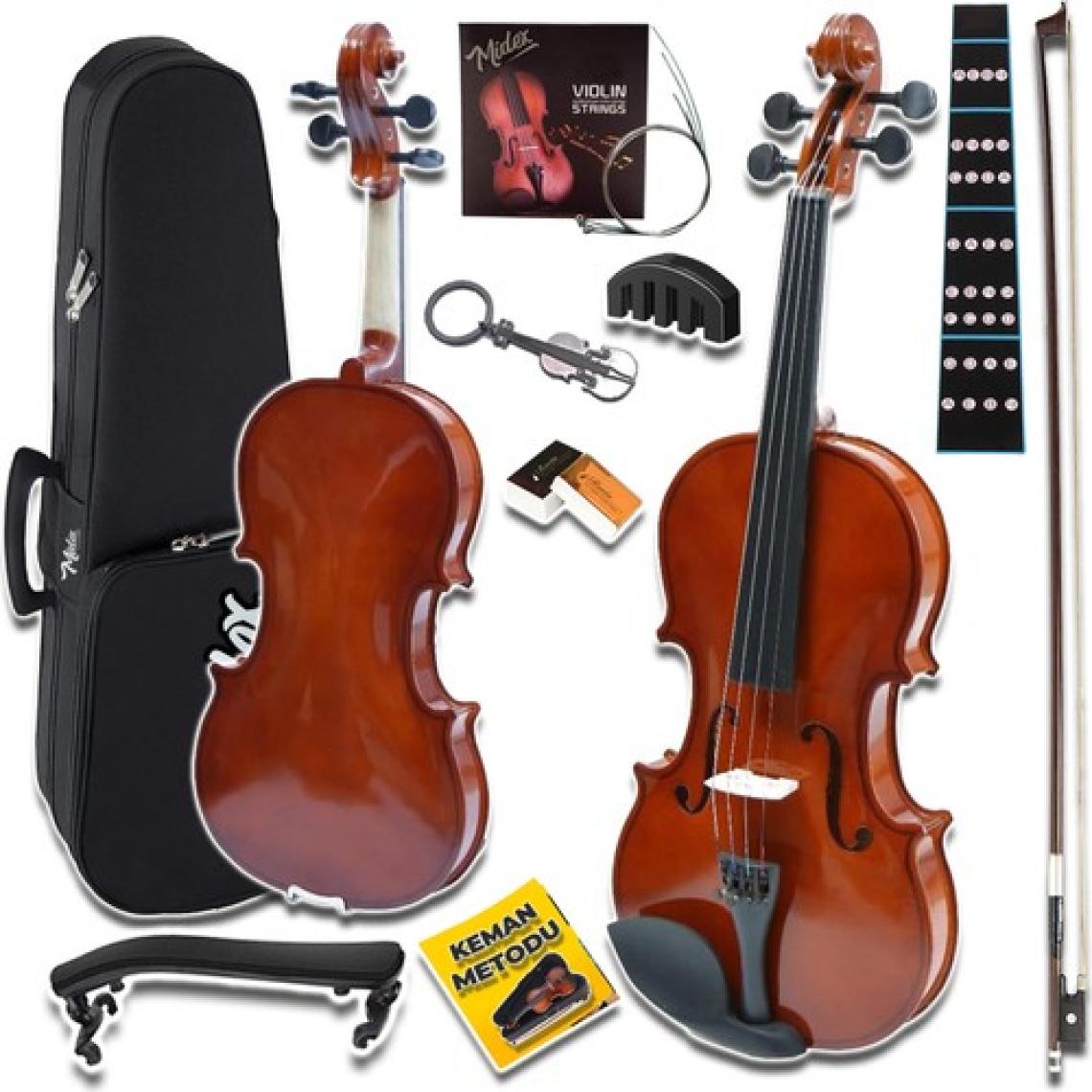Midex CVL-743-TYS Profesyonel 3/4 Çocuk Kemanı Seti 10-13 Yaş (Yastık Tel Çanta Yay Susturucu Reçine)