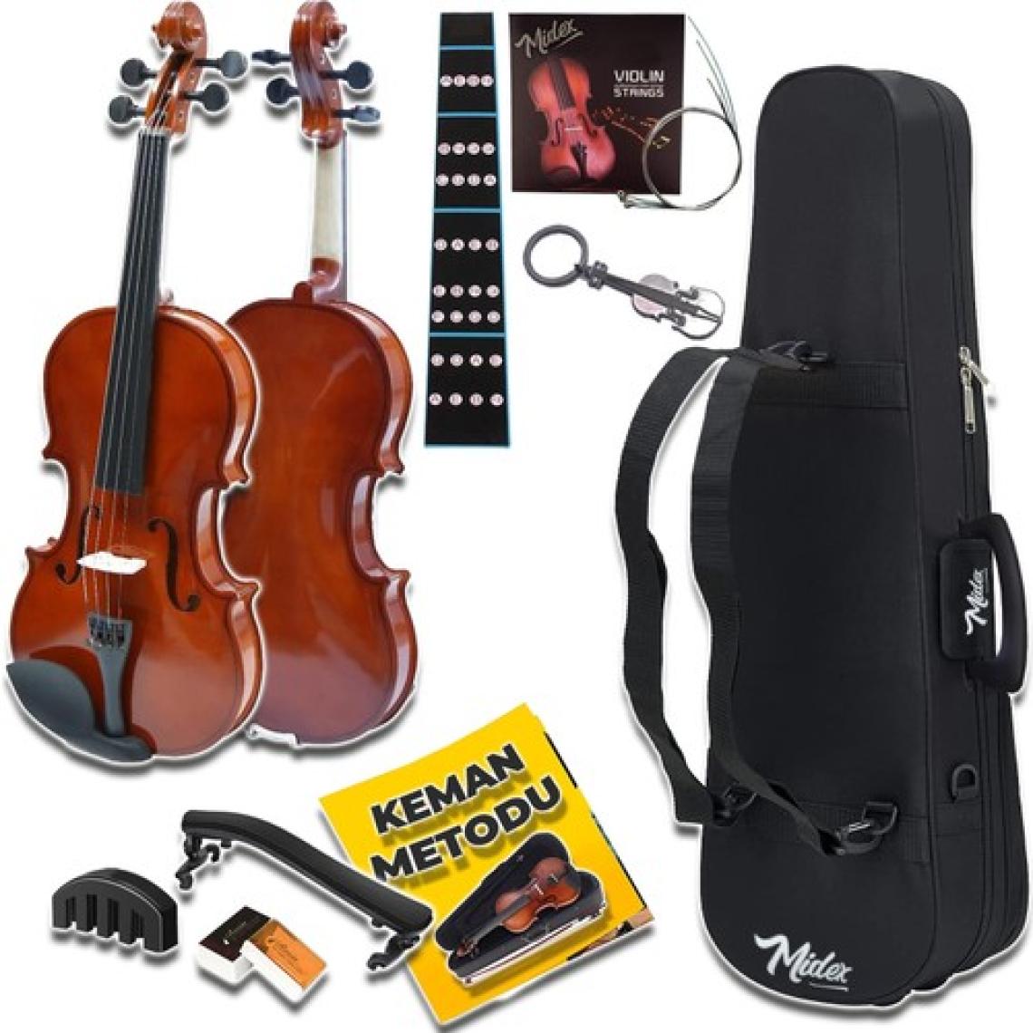 Midex CVL-743-TYS Profesyonel 3/4 Çocuk Kemanı Seti 10-13 Yaş (Yastık Tel Çanta Yay Susturucu Reçine)