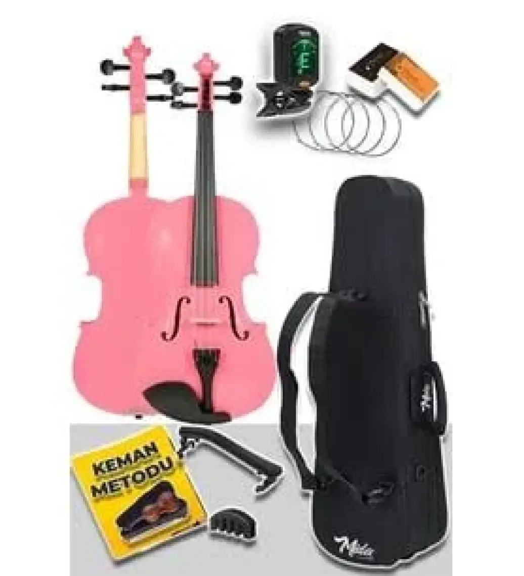 Midex HGA24PİNK-PAK Pembe 1/2 Çocuk Kemanı Seti  (Yastık Tuner Susturucu Çanta Yay Reçine)