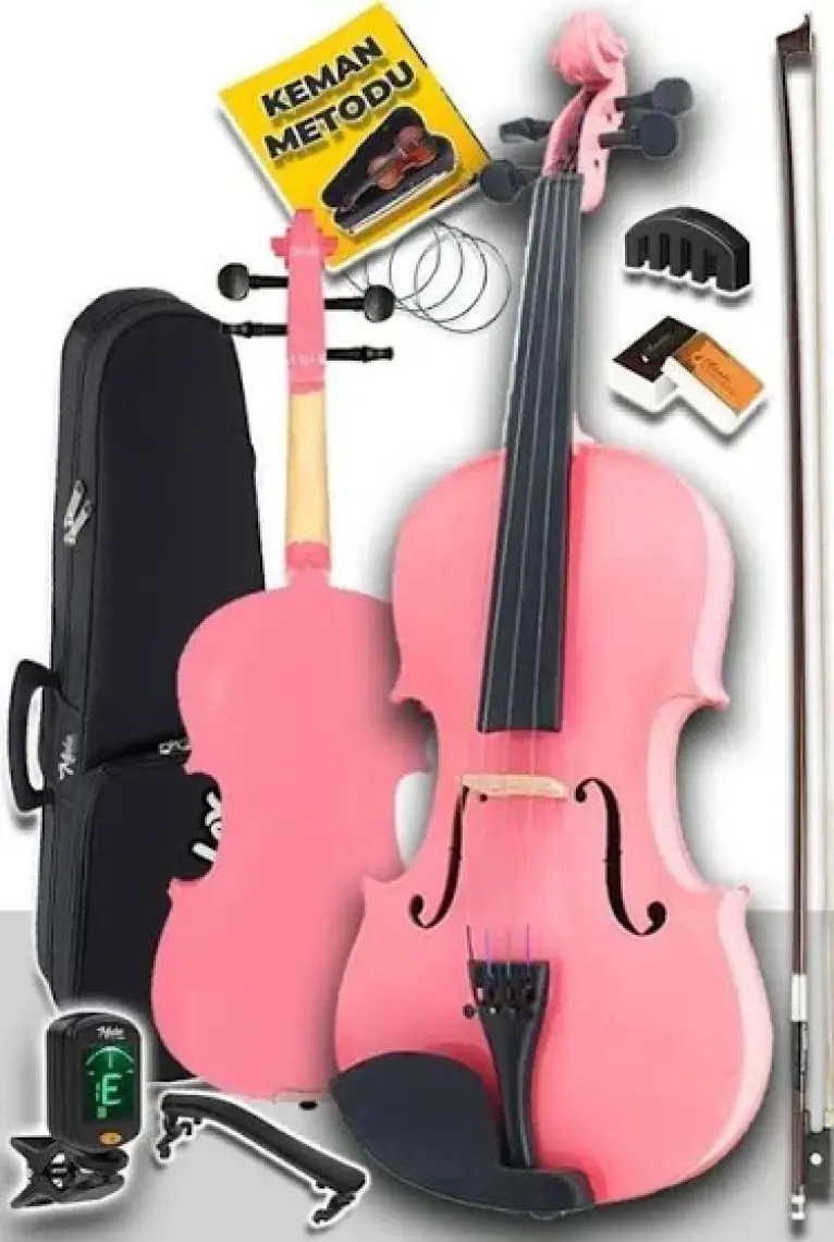 Midex HGA24PİNK-PAK Pembe 1/2 Çocuk Kemanı Seti  (Yastık Tuner Susturucu Çanta Yay Reçine)