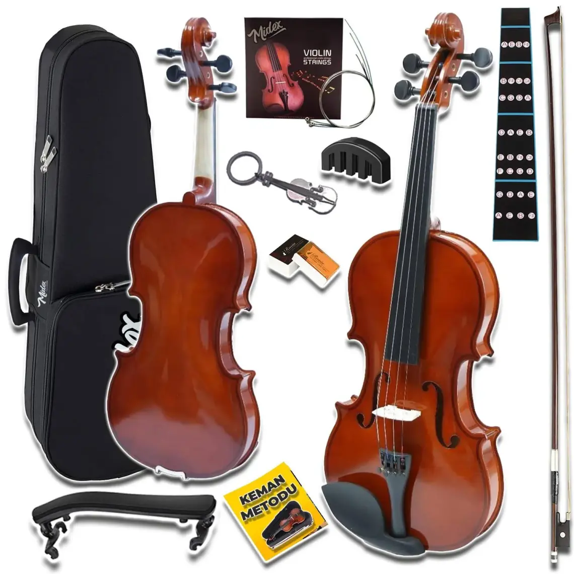 Midex CVL-742-TYS Profesyonel 1/2 Çocuk Kemanı Seti 8-10 Yaş (Yastık Tel Çanta Yay Susturucu Reçine)