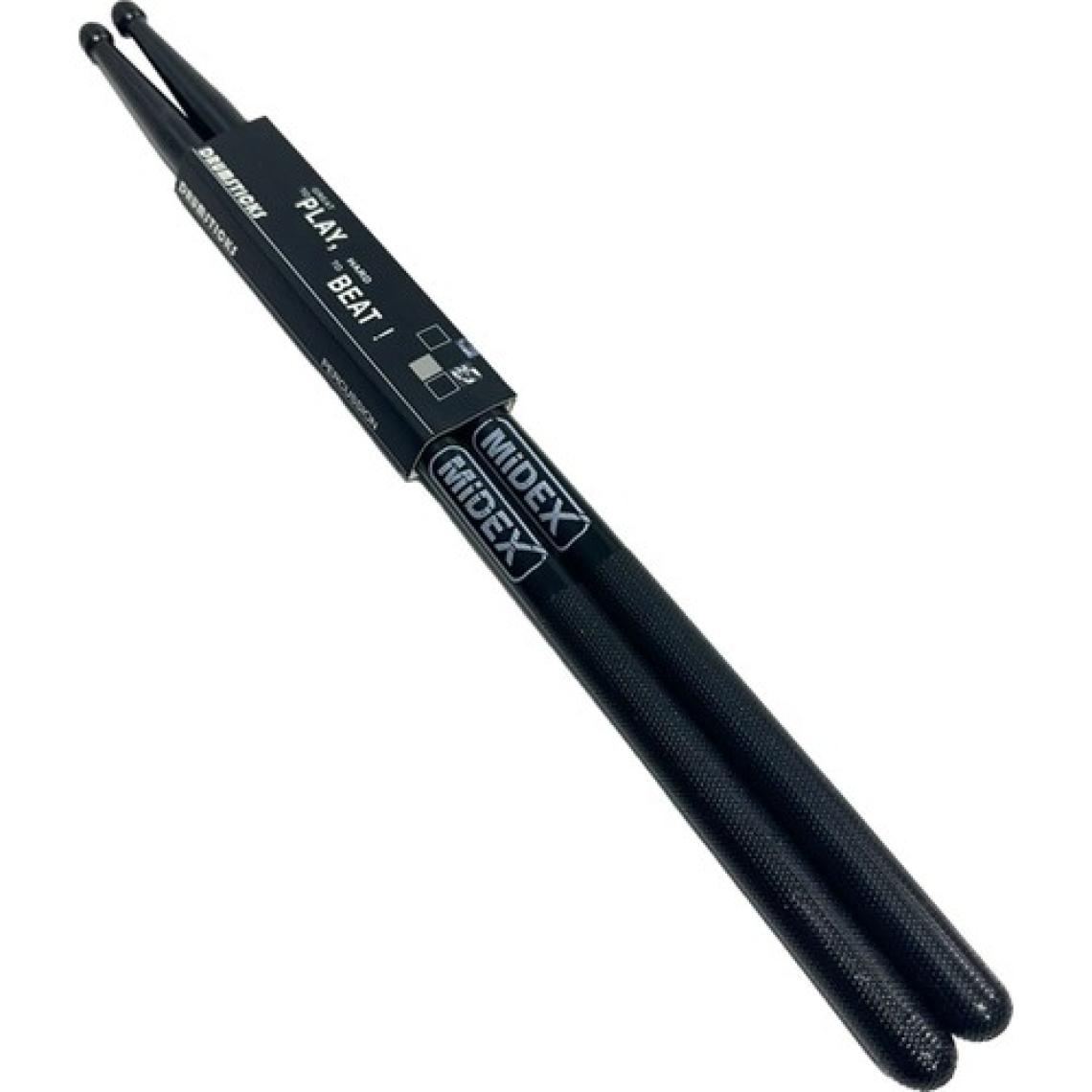 Midex GFK-801BK 5A Bateri Baget Kırılmaz Polyemid Siyah Davul Bageti 5A Drumsticks