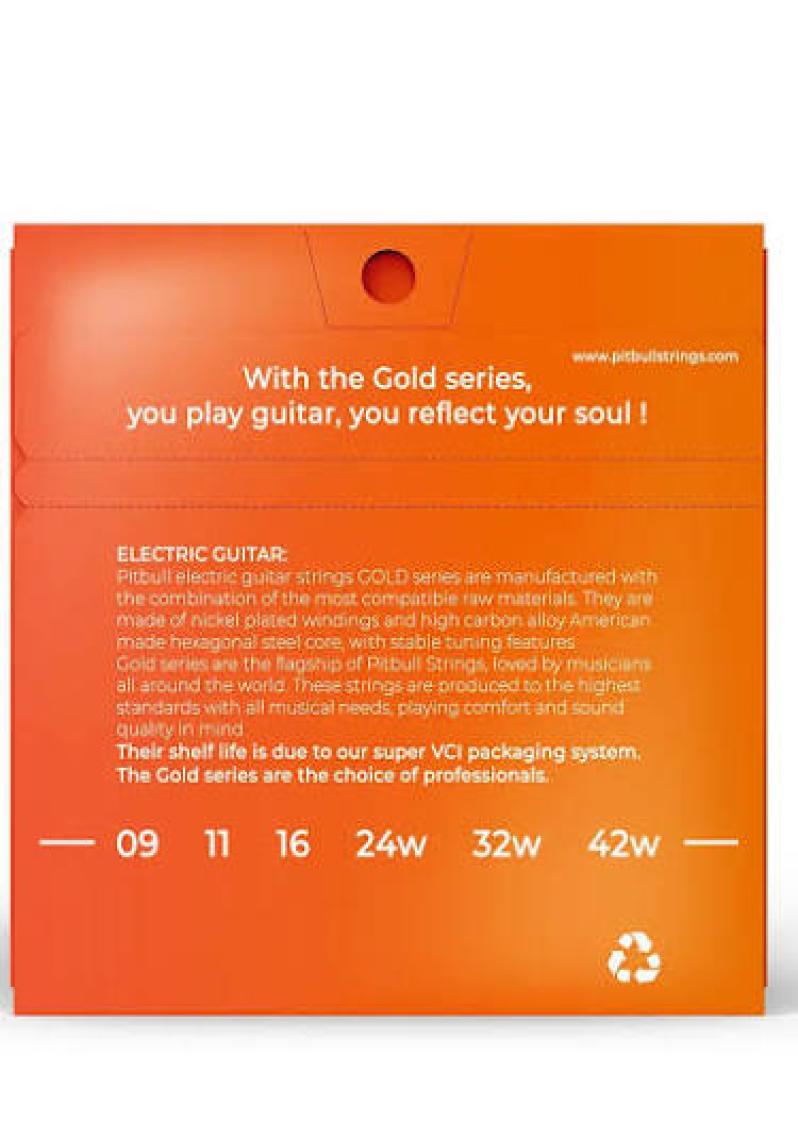 Pitbull Gold Seri Elektro Gitar Teli 09-42 Super Light Geg 09-42 3p Ssc 3lü Set Hediyeli Paket