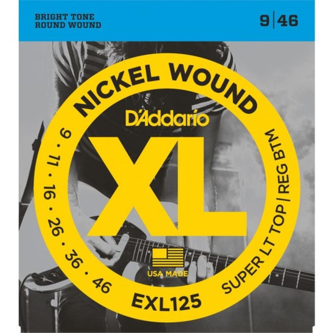 D'Addario EXL125 Super Light Top / Regular Bottom Elektro Gitar Teli (9-46)