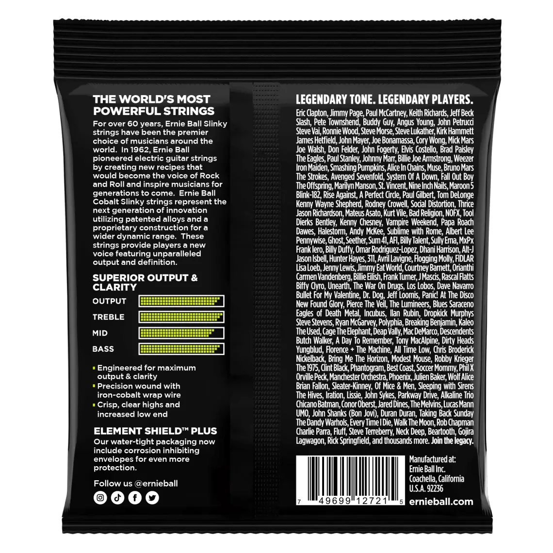 Ernie Ball P02721 10-46 Cobalt Elektro Gitar Teli