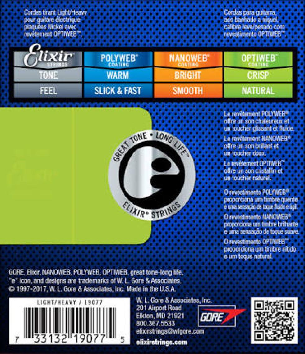 Elixir 19077 Optiweb Light Heavy Elektro Gitar Teli (10-52)
