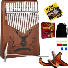 Midex KLX-456-PAK Hakiki Ağaç Geyik Desenli Kalimba 17 Tuşlu Full Set