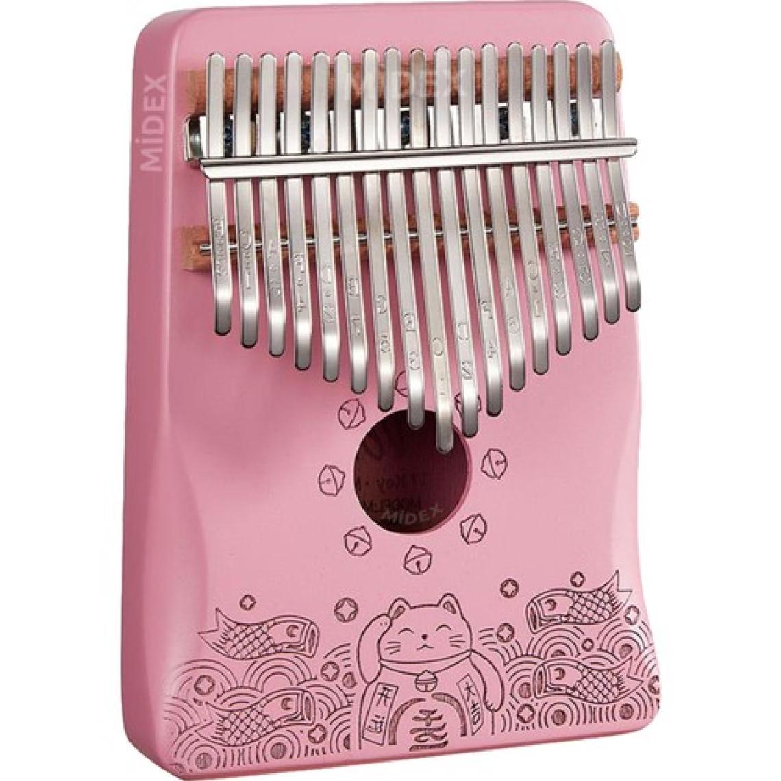 Midex KLX-350-PAK Hakiki Ağaç Pembe Kalimba 17 Tuşlu Full Set