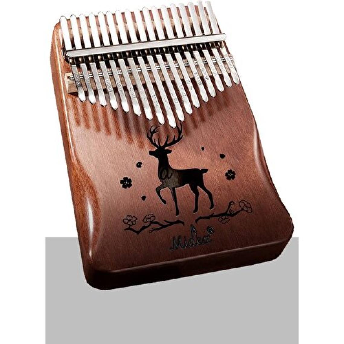 Midex KLX-520 Hakiki Ağaç Kalimba Geyik Desenli Ahşap Full Set 17 Çelik Tuşlu