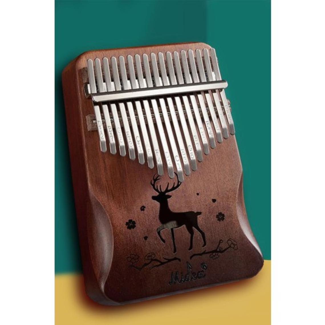 Midex KLX-520 Hakiki Ağaç Kalimba Geyik Desenli Ahşap Full Set 17 Çelik Tuşlu