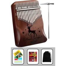 Midex KLX-520 Hakiki Ağaç Kalimba Geyik Desenli Ahşap Full Set 17 Çelik Tuşlu