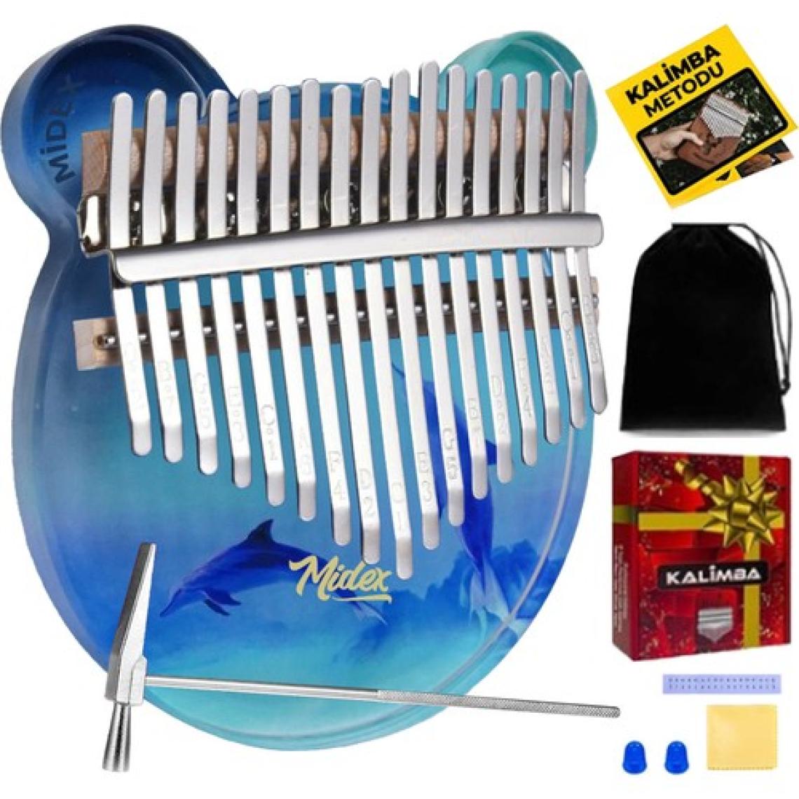 Midex KLX-650 Okyanus Cam Kalimba 17 Tuşlu Full Set