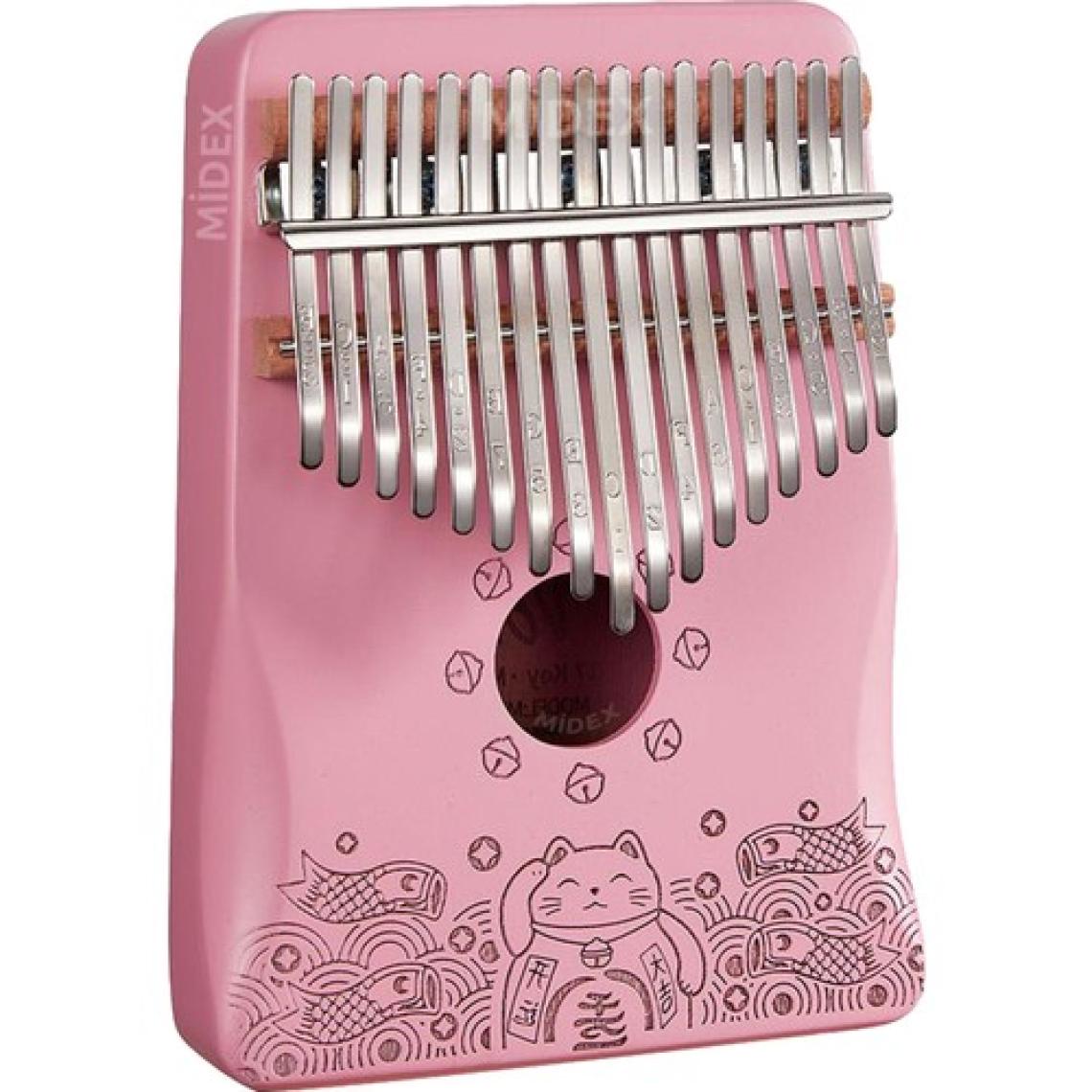 Midex KLX-350 Pembe Kalimba Gerçek Ağaç 17 Tuşlu Full Set