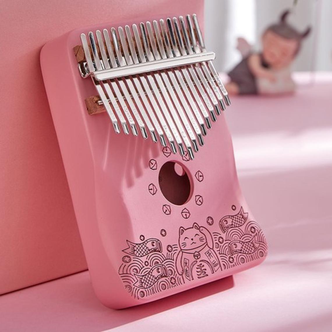 Midex KLX-350 Pembe Kalimba Gerçek Ağaç 17 Tuşlu Full Set