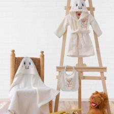 Cottonbox Baby Bornoz Seti Bornoz + Kundak + Önlük Zürafa Krem