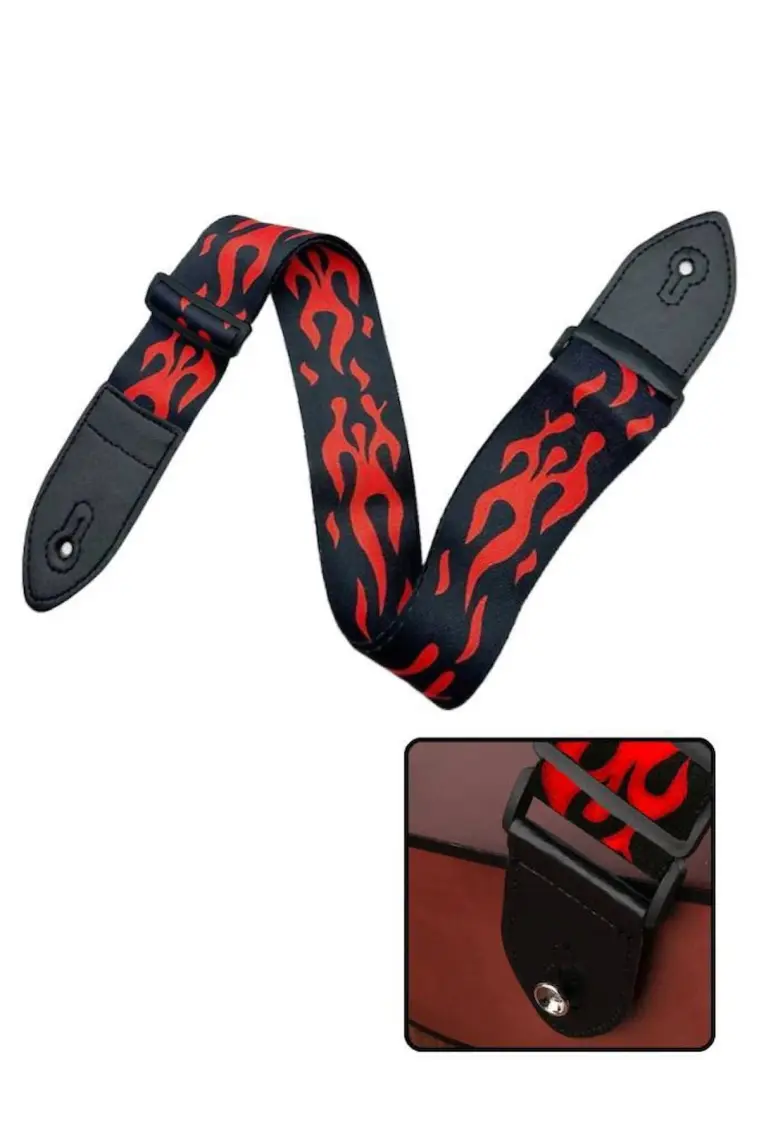 Midex SR-11RD Siyah-Kırmızı Renk Desenli Uzunluk 90-143 cm Gitar Omuz Askısı