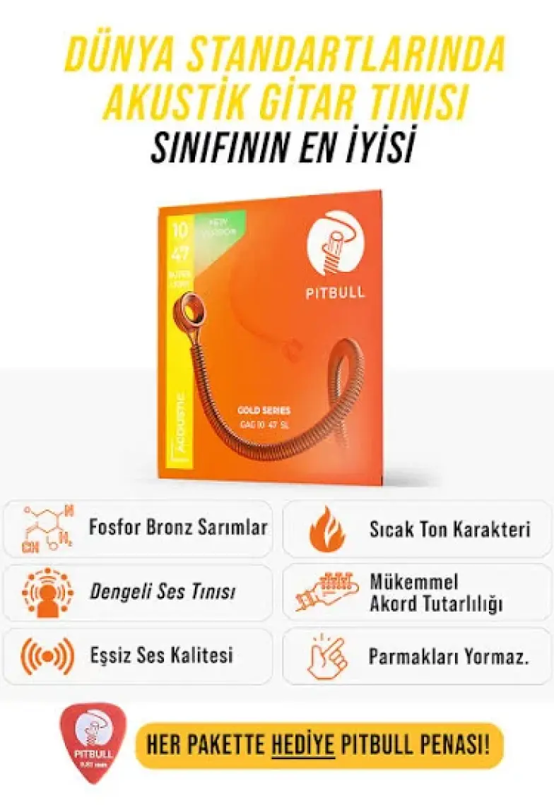 Pitbull Strings Gold Series Gag 10-47 Sl Takım Tel Akustik Gitar Teli 10-47