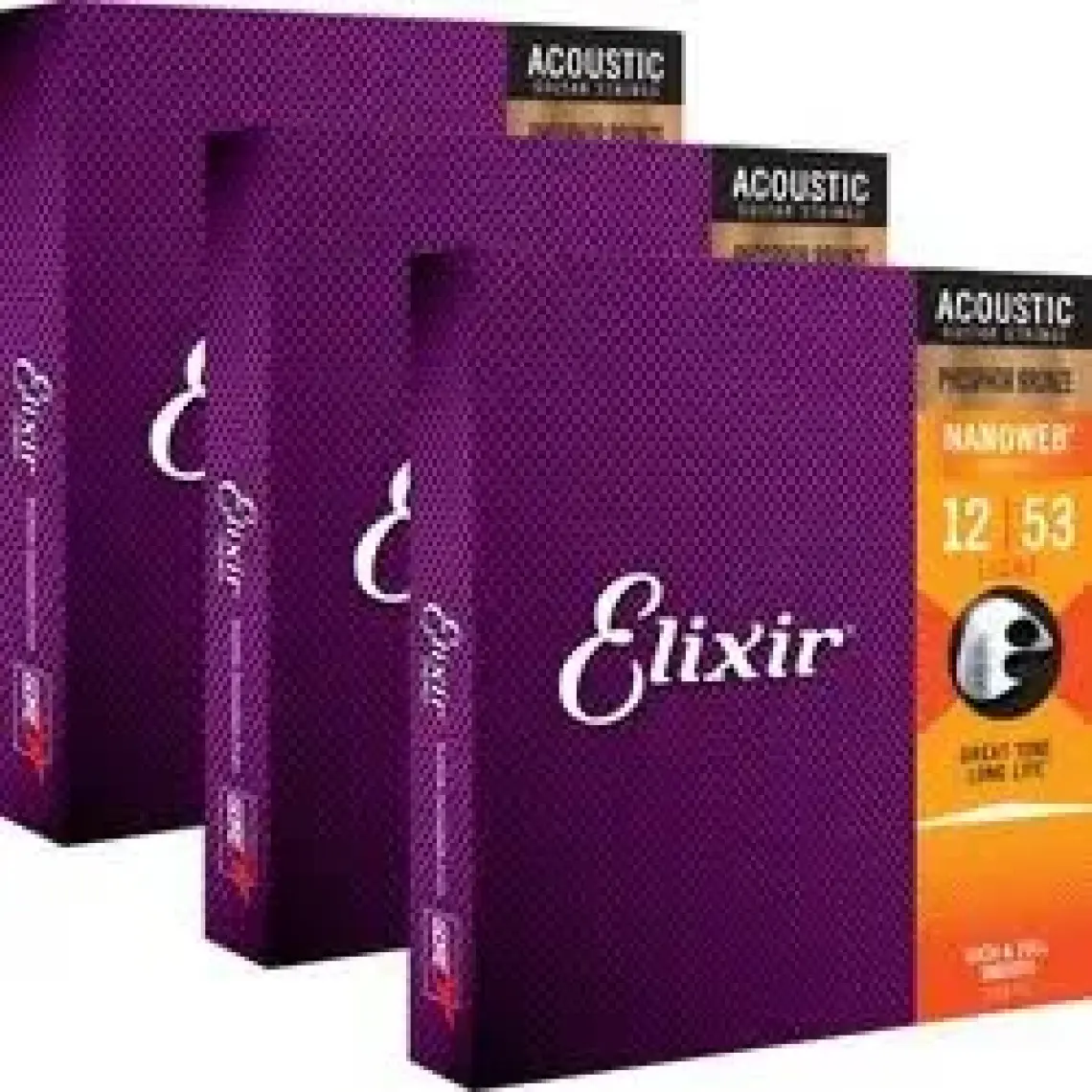 Elixir 16545 Nanoweb Phosphor Bronze 3'lü Akustik Gitar Teli (12-53)