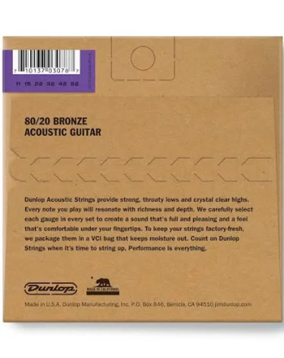 Jim Dunlop DAB1152 Medium-Light 80/20 Bronze Akustik Gitar Teli (11-52)