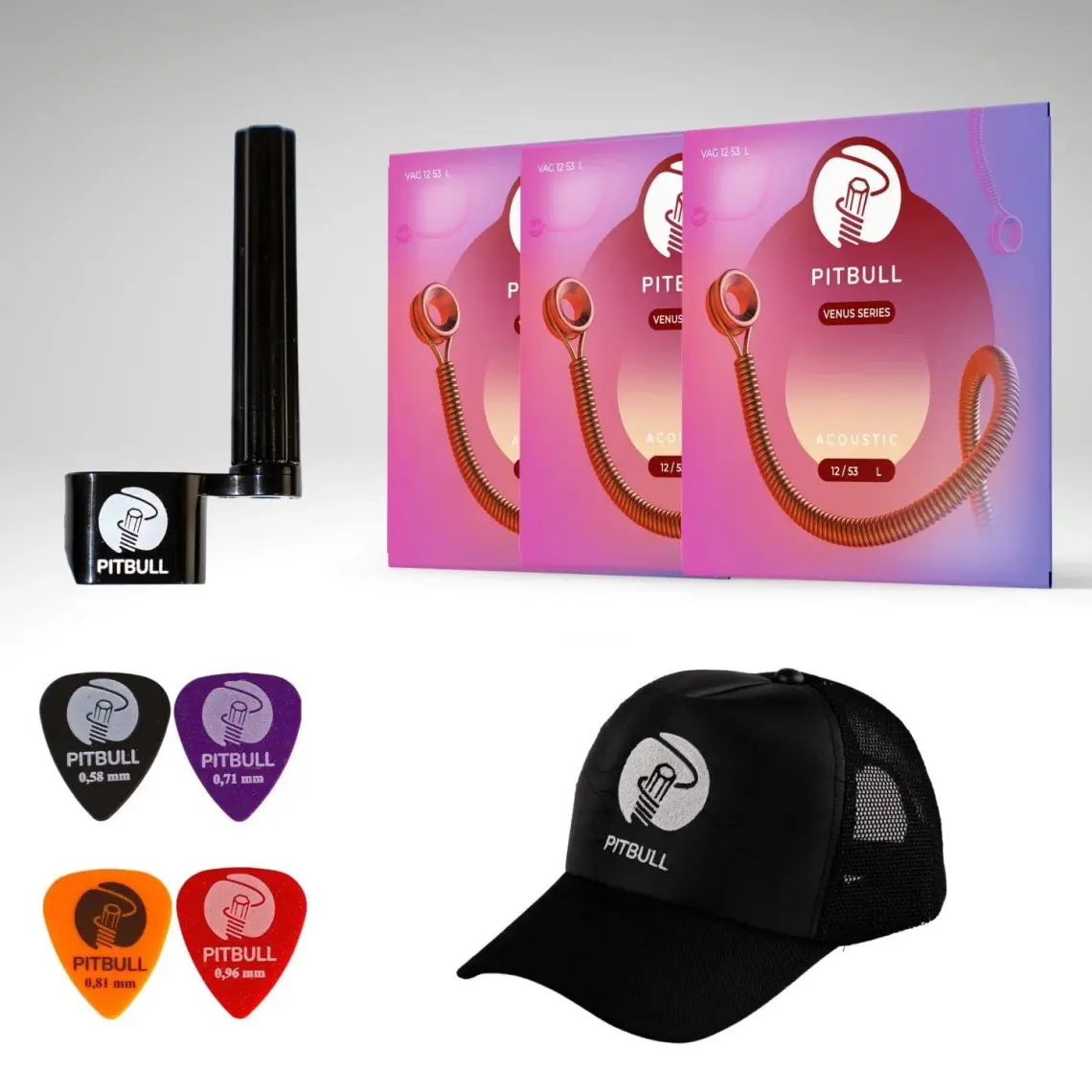 Pitbull Venüs Seri Akustik Gitar Teli 12-53 Light Vag 12-53 3p Ssc 3lü Set Hediyeli Paket