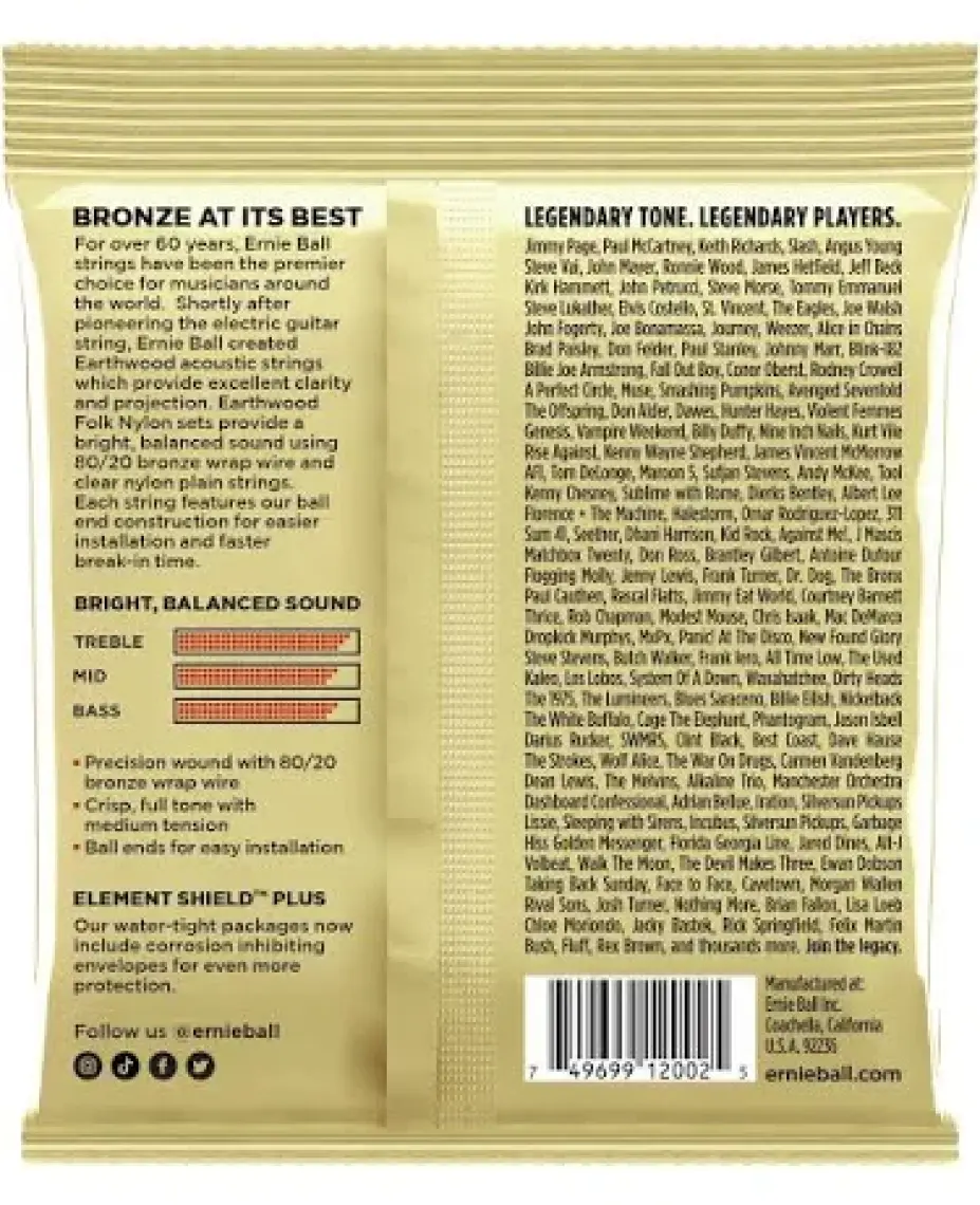 Ernie Ball P02002 Earthwood Medium 80/20 Bronze 0.13 - 0.56 Akustik Gitar Teli