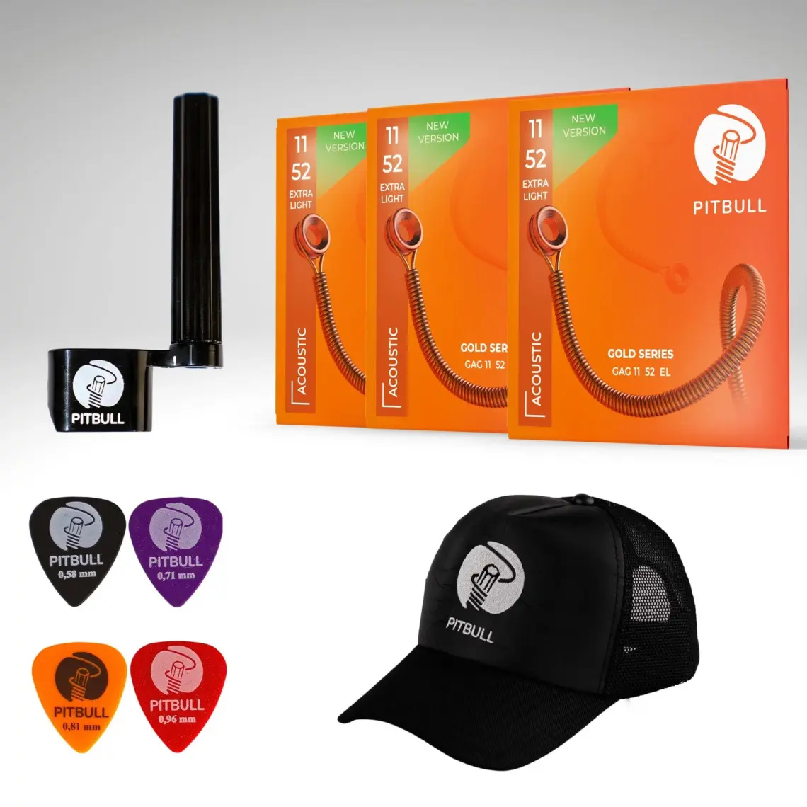 Pitbull Gold Seri Akustik Gitar Teli 11-52 Extra Light Gag 11-52 3p Ssc 3lü Set Hediyeli Paket