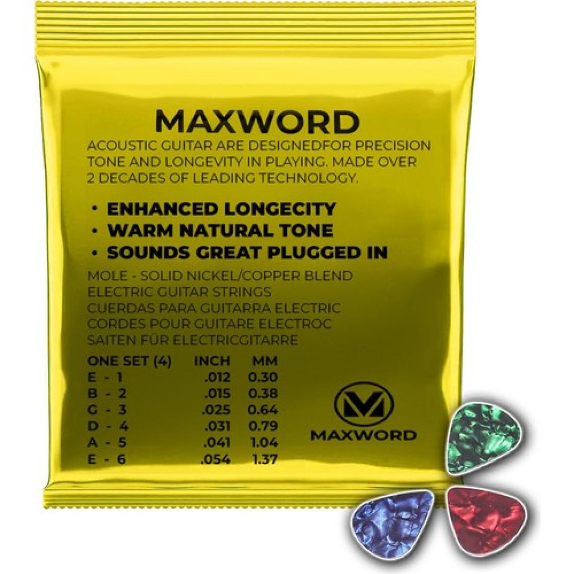 Maxword Gt-Acoustic Kaliteli Akustik Gitar Teli 1 Takım Set + Pena