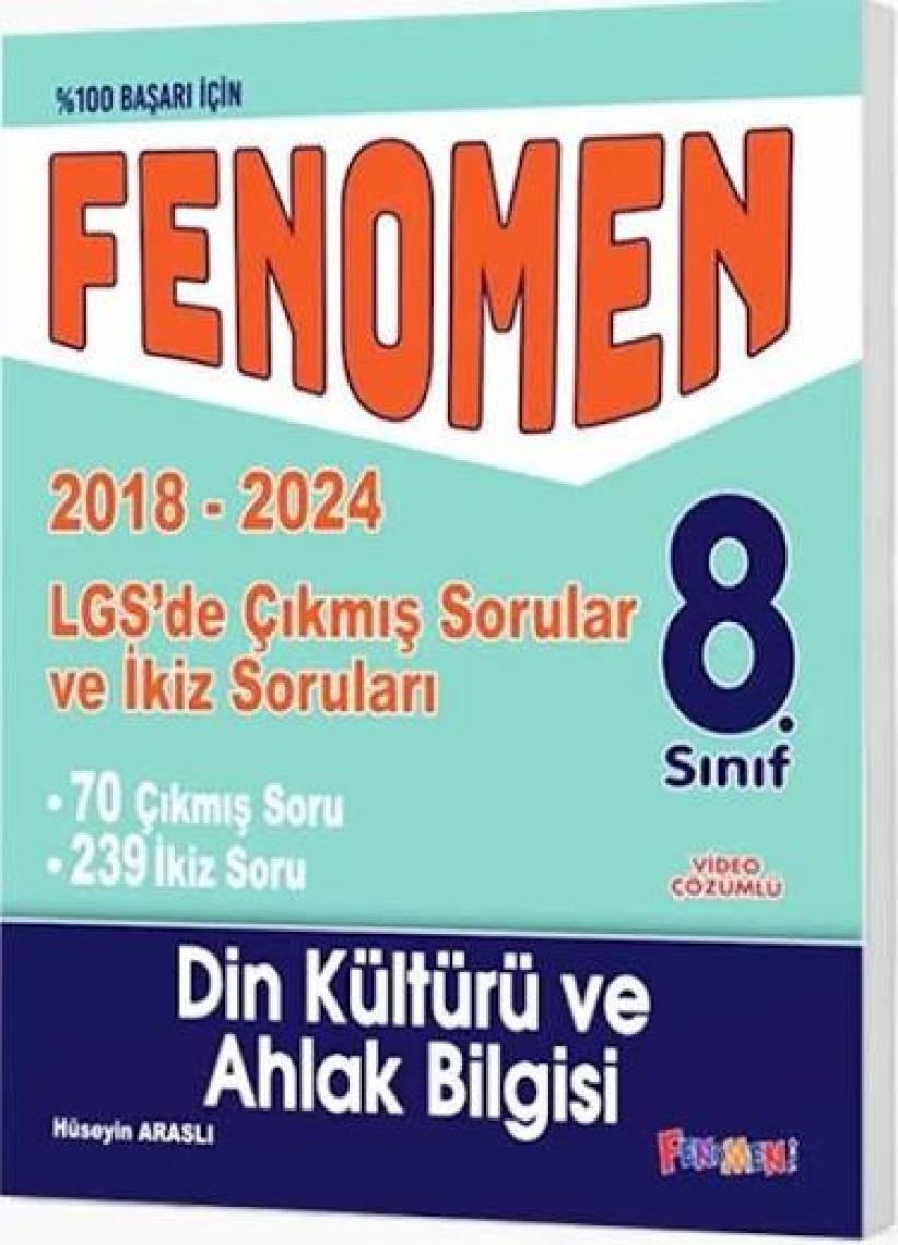 Fenomen Yayınları LGS Din Kültürü ve Ahlak Bilgisi Çıkmıs Sorular ve İkiz Soruları 2018 - 2023