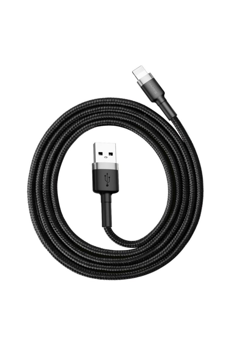 Cafule Serisi, 2.4 A Usb-a & Lightning Şarj Kablosu & Data Aktarım 1 Metre, Gri - Siyah