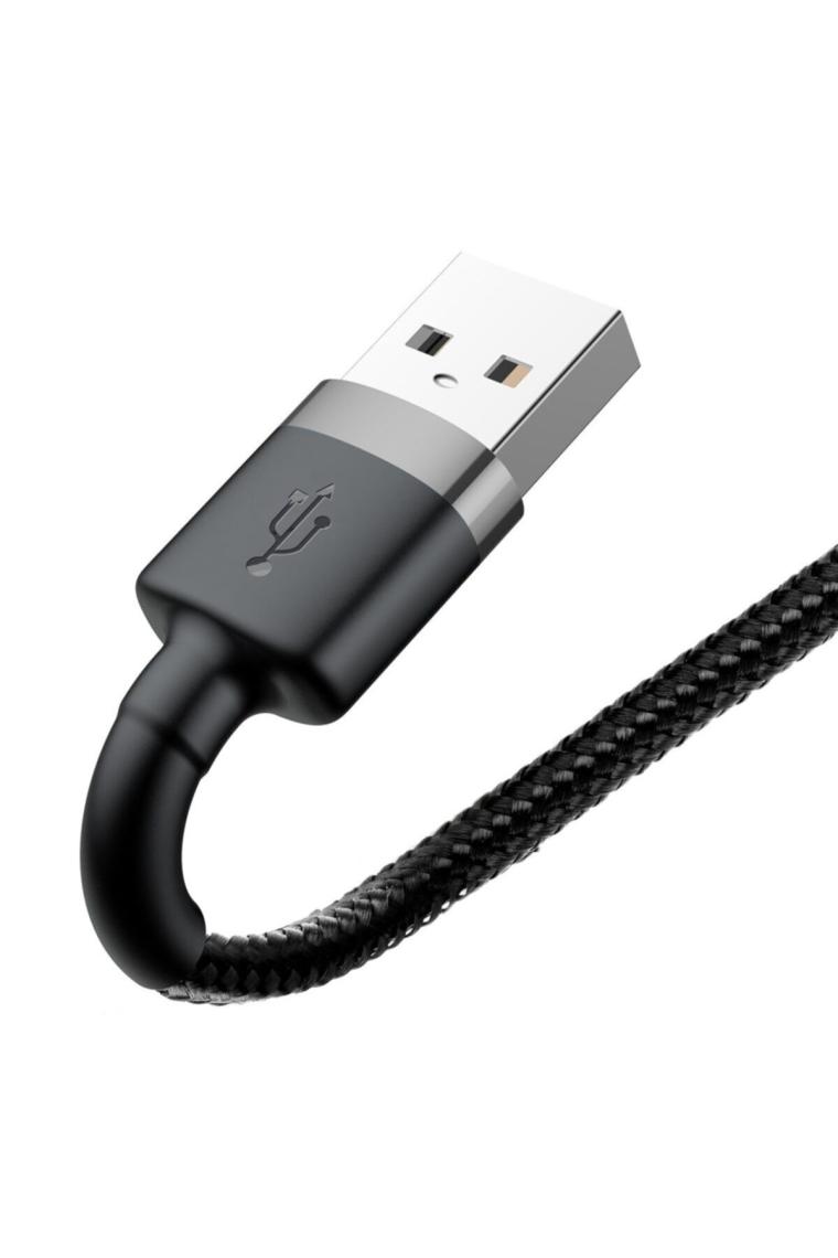 Cafule Serisi, 2.4 A Usb-a & Lightning Şarj Kablosu & Data Aktarım 1 Metre, Gri - Siyah