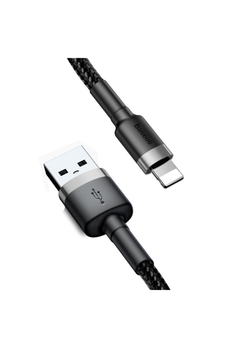 Cafule Serisi, 2.4 A Usb-a & Lightning Şarj Kablosu & Data Aktarım 1 Metre, Gri - Siyah