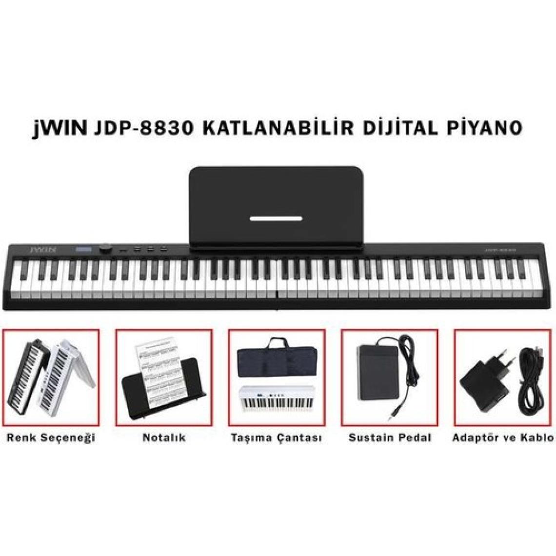 Jwin JDP-8830 88 Tuş Katlanabilir Bluetooth + Şarjlı Piyano