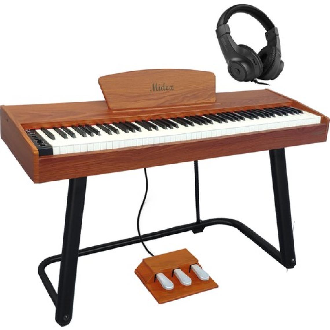 Midex PLX-125-OR TAŞINABILIR Dijital Piyano Tuş Hassasiyetli 88 Tuş Bluetooth (Stand Ve kulaklık Ile)