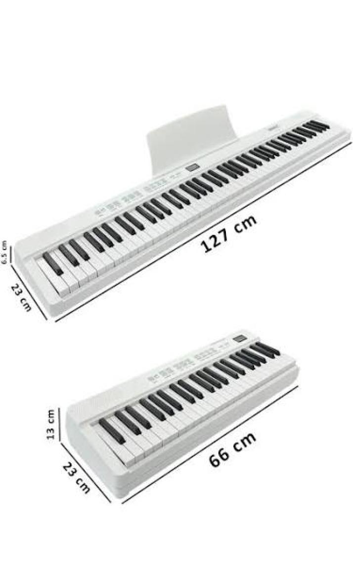 Midex PLX-80WHST Taşınabilir Katlanır Dijital Piyano Tuş Hassasiyetli 88 Tuş BT (Stand Sustain Kulaklık Çanta Metod)