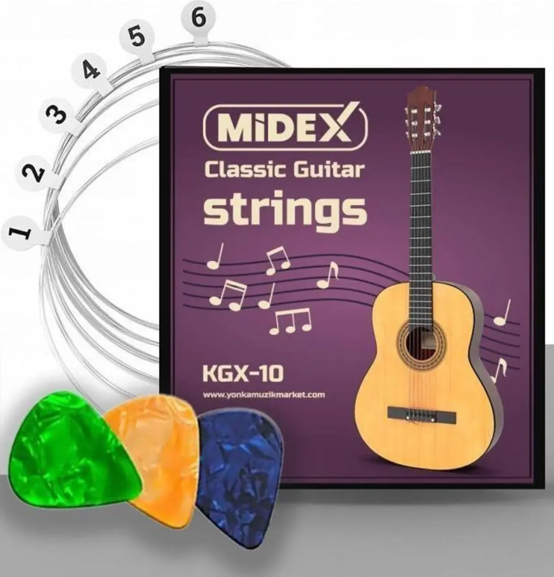 Midex Kgx-10 Klasik Gitar Teli Takımı ve Pena Seti