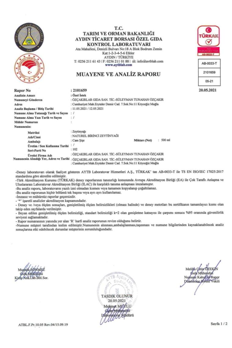 Köyceğiz Yöresel Natürel Birinci Zeytinyağı 500 ml