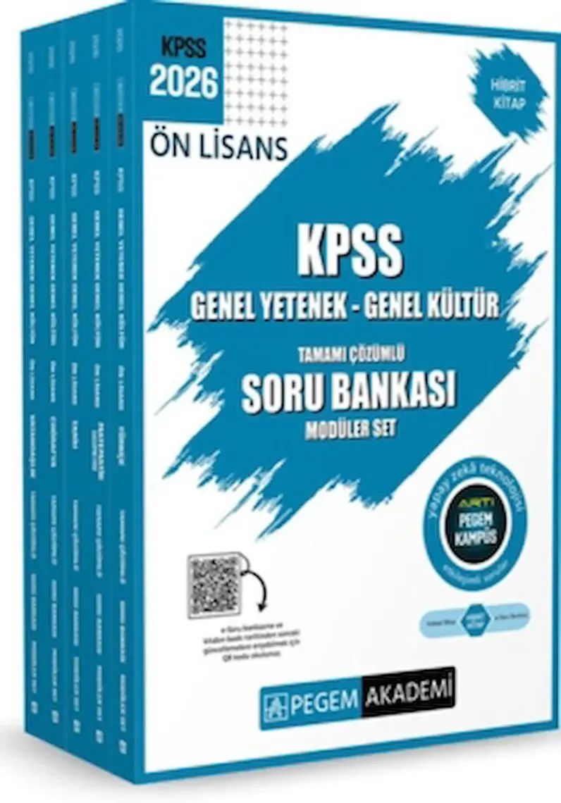 Pegem Akademi Yayıncılık 2026 KPSS Ön Lisans Genel Yetenek Genel Kültür Tamamı Çözümlü Soru Bankası