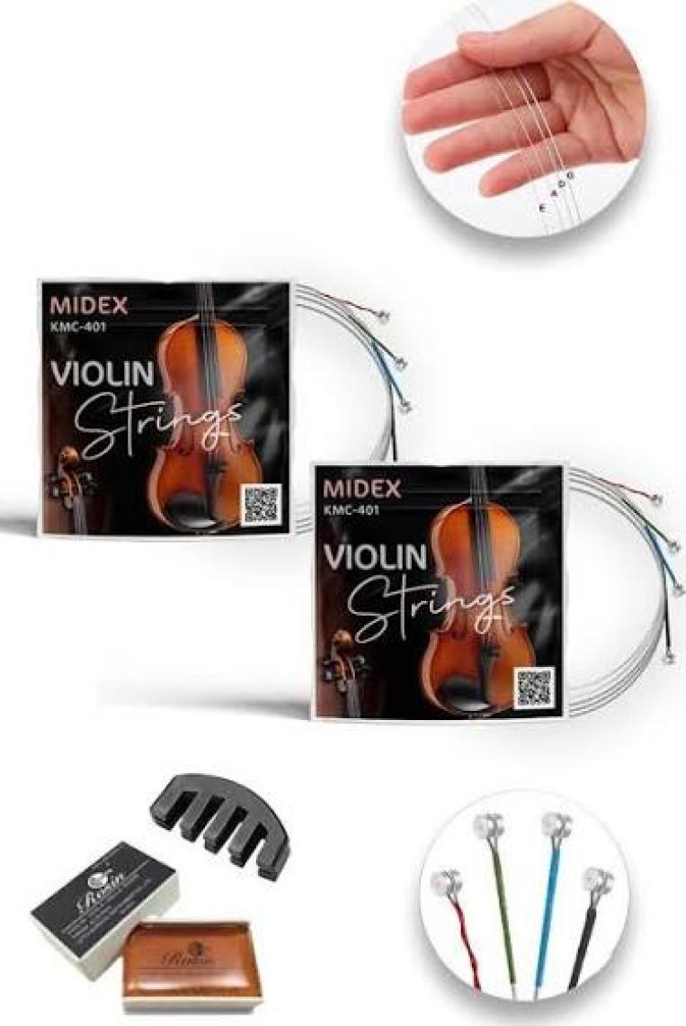 Midex Kmc-401x 2'li Paket Keman Teli Seti Profesyonel (2 Takım TEL + Susturucu + Reçine)