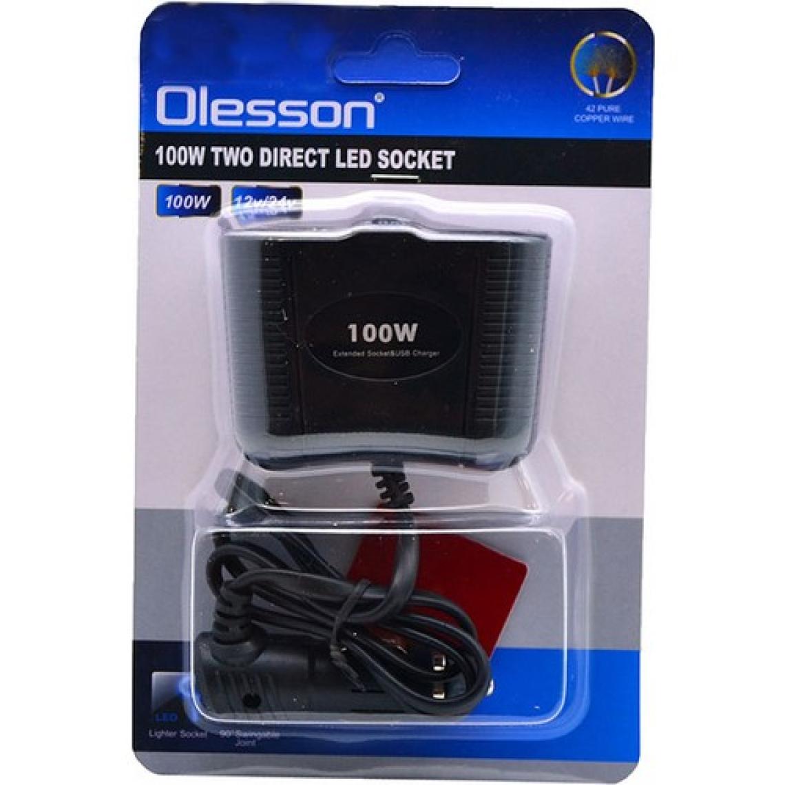 Olesson Araç Çakmak Çoklayıcı  2 Port Çakmak Çoklayıcı 12V / 24V 100W