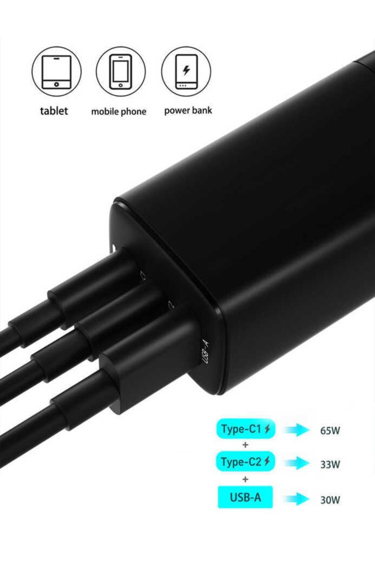 Fogy Gan Tech 65W USB / Pd Power Adaptör 5A Hızlı Şarj Aleti Cihazı Başlığı Qualcomm 3.0 Beyaz