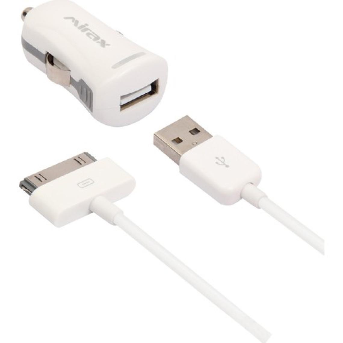 Mirax iPhone Uyumlu 4/4S/iPad/iPod Araç Şarj Kiti (Apple Lisanslı) - mirax SCT-4210