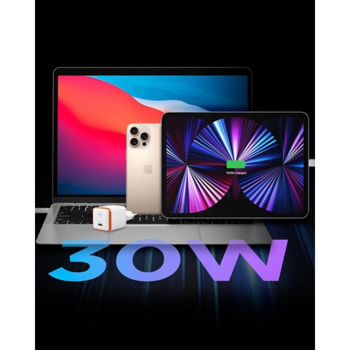 Spigen 30W USB-C Ultra Mini Hızlı Şarj Aleti Samsung PPS / Isı Düşürücü GaN Destekli Akım Korumalı Güç Adaptörü iPhone & Android & iPad & MacBook Type-C White - ACH08449