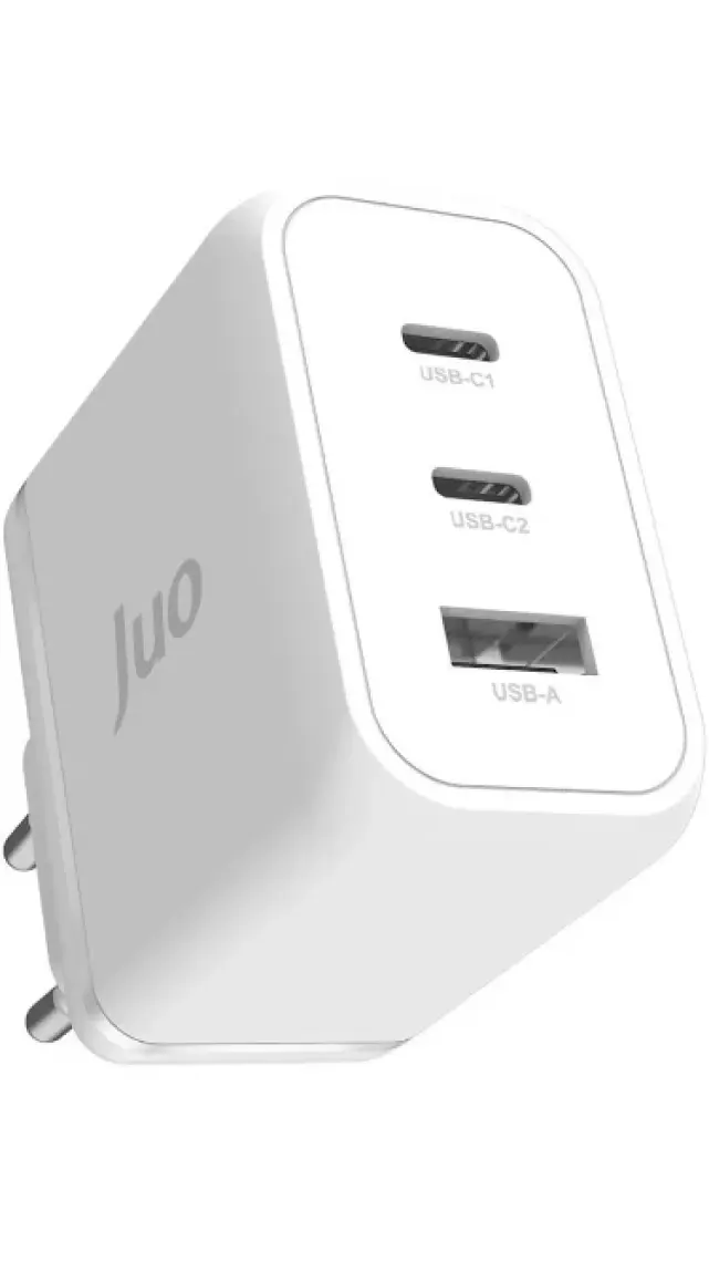Juo 65W Usb-C + Usb-A 3 Portlu Gan Şarj Aleti iPhone & Macbook & Notebook Uyumlu Pd Type-C Hızlı Şarj Cihazı Beyaz