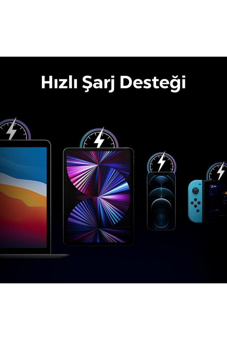 Spigen 45W USB-C Hızlı Şarj Aleti + Örgü Şarj Kablo Samsung PPS 2.0 / Isı Düşürücü GaN Akım Korumalı PD 3.0 Protokol Güç Adaptörü Super Hızlı Şarj iPhone & Android & iPad & MacBook Type-C - ACH02589