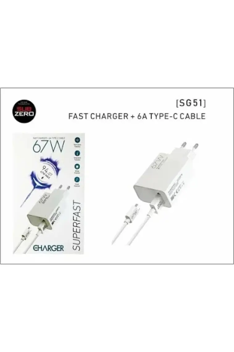 Subzero Xiaomi 67W Turbo Şarj Aleti Şarj Cihazı (Kablo + Adaptör Set ) Tüm Telefonlarla Uyumlu Type C Şarj Aleti